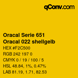 カラーコード: Oracal Serie 651 - Oracal 022 shellgelb | qconv.com