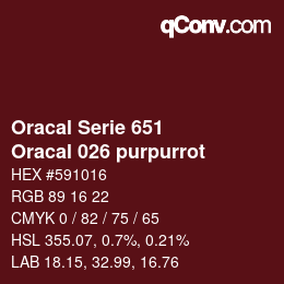 Farbcode: Oracal Serie 651 - Oracal 026 purpurrot | qconv.com