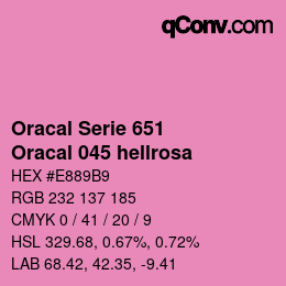 Farbcode: Oracal Serie 651 - Oracal 045 hellrosa | qconv.com