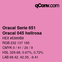 Color code: Oracal Serie 651 - Oracal 045 hellrosa | qconv.com