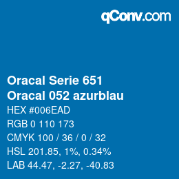 Farbcode: Oracal Serie 651 - Oracal 052 azurblau | qconv.com