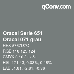 カラーコード: Oracal Serie 651 - Oracal 071 grau | qconv.com