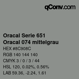 Farbcode: Oracal Serie 651 - Oracal 074 mittelgrau | qconv.com