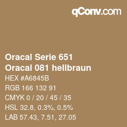 Farbcode: Oracal Serie 651 - Oracal 081 hellbraun | qconv.com