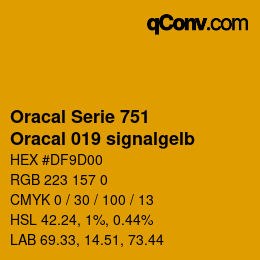 カラーコード: Oracal Serie 751 - Oracal 019 signalgelb | qconv.com