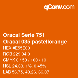 Farbcode: Oracal Serie 751 - Oracal 035 pastellorange | qconv.com