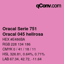 Código de color: Oracal Serie 751 - Oracal 045 hellrosa | qconv.com