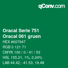 Farbcode: Oracal Serie 751 - Oracal 061 gruen | qconv.com