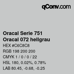 Farbcode: Oracal Serie 751 - Oracal 072 hellgrau | qconv.com