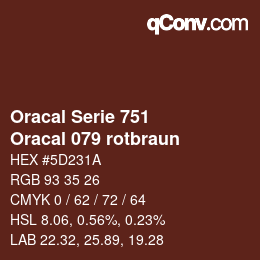 Farbcode: Oracal Serie 751 - Oracal 079 rotbraun | qconv.com