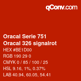 Farbcode: Oracal Serie 751 - Oracal 326 signalrot | qconv.com