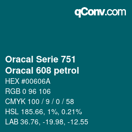 Farbcode: Oracal Serie 751 - Oracal 608 petrol | qconv.com