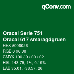 Farbcode: Oracal Serie 751 - Oracal 617 smaragdgruen | qconv.com