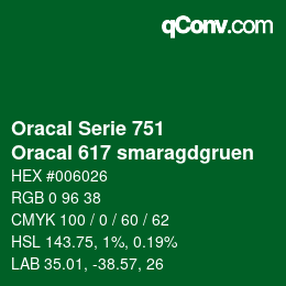 カラーコード: Oracal Serie 751 - Oracal 617 smaragdgruen | qconv.com