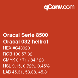 カラーコード: Oracal Serie 8500 - Oracal 032 hellrot | qconv.com