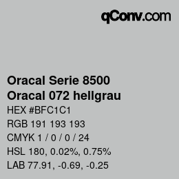 Farbcode: Oracal Serie 8500 - Oracal 072 hellgrau | qconv.com