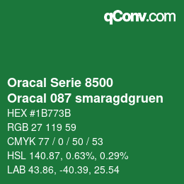 Farbcode: Oracal Serie 8500 - Oracal 087 smaragdgruen | qconv.com