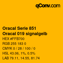 Farbcode: Oracal Serie 851 - Oracal 019 signalgelb | qconv.com