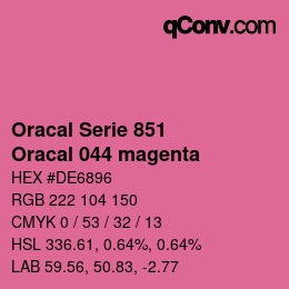 カラーコード: Oracal Serie 851 - Oracal 044 magenta | qconv.com