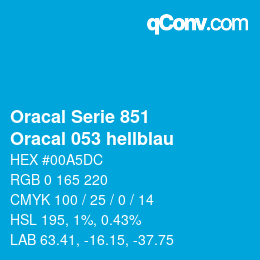 カラーコード: Oracal Serie 851 - Oracal 053 hellblau | qconv.com