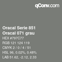 カラーコード: Oracal Serie 851 - Oracal 071 grau | qconv.com