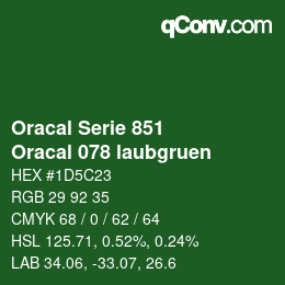 カラーコード: Oracal Serie 851 - Oracal 078 laubgruen | qconv.com