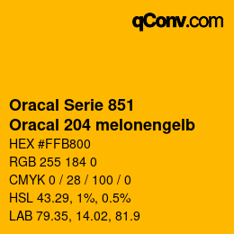 Farbcode: Oracal Serie 851 - Oracal 204 melonengelb | qconv.com