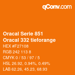 カラーコード: Oracal Serie 851 - Oracal 332 tieforange | qconv.com