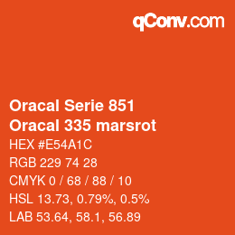 Farbcode: Oracal Serie 851 - Oracal 335 marsrot | qconv.com