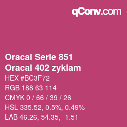 Farbcode: Oracal Serie 851 - Oracal 402 zyklam | qconv.com