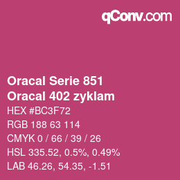 Código de color: Oracal Serie 851 - Oracal 402 zyklam | qconv.com