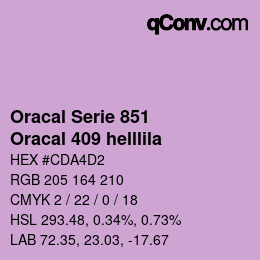 Color code: Oracal Serie 851 - Oracal 409 helllila | qconv.com