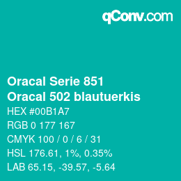 カラーコード: Oracal Serie 851 - Oracal 502 blautuerkis | qconv.com