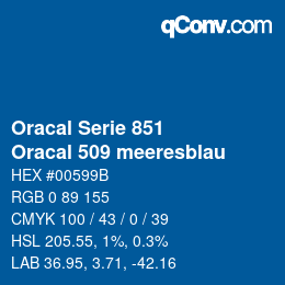 カラーコード: Oracal Serie 851 - Oracal 509 meeresblau | qconv.com