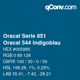 Code couleur: Oracal Serie 851 - Oracal 544 indigoblau | qconv.com