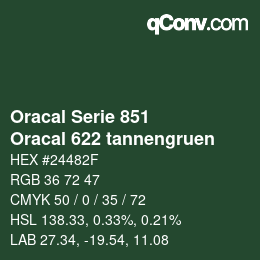 Código de color: Oracal Serie 851 - Oracal 622 tannengruen | qconv.com