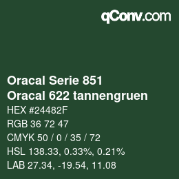 カラーコード: Oracal Serie 851 - Oracal 622 tannengruen | qconv.com