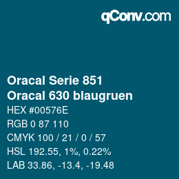 カラーコード: Oracal Serie 851 - Oracal 630 blaugruen | qconv.com