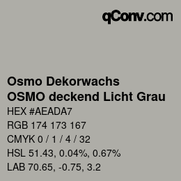 Code couleur: Osmo Dekorwachs - OSMO deckend Licht Grau | qconv.com