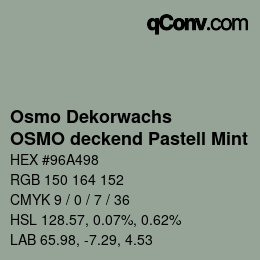 Código de color: Osmo Dekorwachs - OSMO deckend Pastell Mint | qconv.com