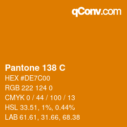 颜色代码: Pantone 138 C | qconv.com