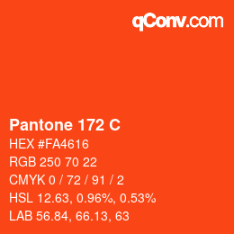 カラーコード: Pantone 172 C | qconv.com