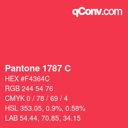 颜色代码: Pantone 1787 C | qconv.com