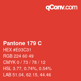 カラーコード: Pantone 179 C | qconv.com