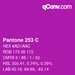 颜色代码: Pantone 253 C | qconv.com