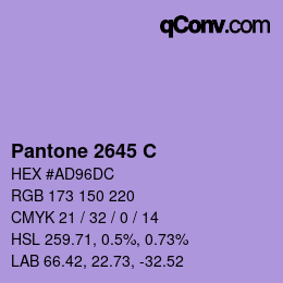 Code couleur: Pantone 2645 C | qconv.com