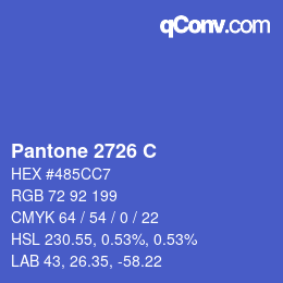 颜色代码: Pantone 2726 C | qconv.com