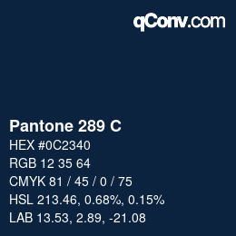 Code couleur: Pantone 289 C | qconv.com