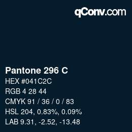 Code couleur: Pantone 296 C | qconv.com