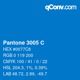 颜色代码: Pantone 3005 C | qconv.com